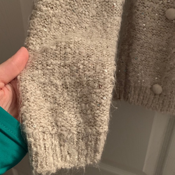 Sparkly Beige Sweater with Pompoms - Picture 2 of 6